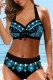 Blue Sexy Print Bandage Backless Swimwears (With Paddings)