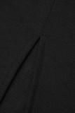 Colorful Blue Sexy Solid Hollowed Out Patchwork Square Collar Long Sleeve Two Pieces