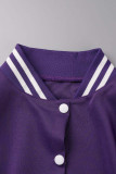 Purple Casual Solid Patchwork Buckle Long Sleeve Two Pieces