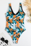White Sexy Print Bandage Patchwork Backless Swimwears (With Paddings)
