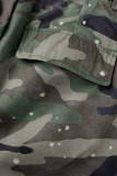 Green Casual Print Camouflage Print Patchwork High Waist Straight Patchwork Bottoms