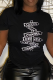 Black Street Print Letter O Neck T-Shirts