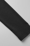 Black Sexy Solid Patchwork Asymmetrical V Neck Irregular Dress Dresses