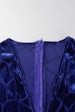 Blue Sexy Solid Patchwork Flounce V Neck Trumpet Mermaid Dresses