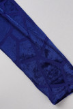 Blue Sexy Solid Patchwork Flounce V Neck Trumpet Mermaid Dresses