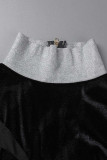 Black Sexy Solid Patchwork See-through Fold Turtleneck Pencil Skirt Dresses