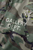 Green Casual Print Camouflage Print Patchwork High Waist Straight Patchwork Bottoms