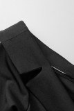 Black Sexy Solid Patchwork Asymmetrical V Neck Irregular Dress Dresses