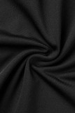 Black Casual Solid Patchwork O Neck Skinny Jumpsuits