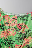Red Sexy Print Patchwork Fold Off the Shoulder Pencil Skirt Dresses