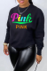 Black Casual Street Print Patchwork Letter O Neck Tops