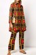 Orange Casual Print Patchwork Shirt Collar Long Sleeve Two Pieces