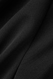 Black Sexy Elegant Solid Patchwork See-through Beading O Neck Regular Jumpsuits