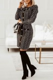 Apricot Casual Print Patchwork O Neck Long Sleeve Dresses