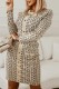 Apricot Casual Print Patchwork O Neck Long Sleeve Dresses