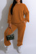 Caramel Colour Casual Solid Patchwork O Neck Long Sleeve Two Pieces