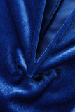 Blue Sexy Solid Patchwork Strapless Evening Dress Dresses