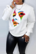 White Casual Street Print Patchwork O Neck Tops