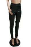 Black Casual Solid Patchwork Plus Size Trousers