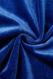 Blue Sexy Solid Patchwork Strapless Evening Dress Dresses