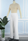 Black Sexy Elegant Solid Patchwork See-through Beading O Neck Regular Jumpsuits