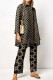 Black Casual Print Patchwork Shirt Collar Long Sleeve Two Pieces