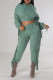Green Casual Street Solid Tassel Patchwork Hooded Collar Long Sleeve Two Pieces