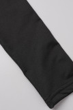 Black Casual Solid Patchwork O Neck Skinny Jumpsuits