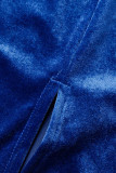 Blue Sexy Solid Patchwork Strapless Evening Dress Dresses