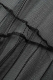 Black Casual Print Bandage Patchwork Buckle Turndown Collar Straight Plus Size Dresses