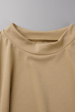 Blue Casual Solid Patchwork O Neck Long Sleeve Two Pieces