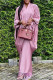 Pink Elegant Solid Solid Color V Neck Half Sleeve Two Pieces
