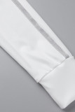 White Casual Print Patchwork Half A Turtleneck Long Sleeve Two Pieces