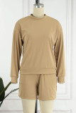 Blue Casual Solid Patchwork O Neck Long Sleeve Two Pieces