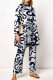 Tibetan Blue Casual Print Patchwork Shirt Collar Long Sleeve Two Pieces