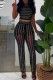 Black Sexy Patchwork Hot Drilling See-through Turtleneck Sleeveless Two Pieces