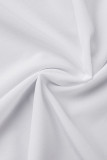 White Sexy Solid Bandage Hollowed Out Patchwork Buckle Turndown Collar One Step Skirt Dresses