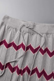 Pink Casual Patchwork O Neck Short Sleeve Two Pieces
