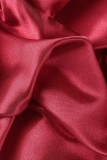 Red Elegant Solid Sequins Patchwork Fold V Neck Evening Dress Dresses