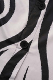 Black Sexy Print Patchwork O Neck Long Sleeve Two Pieces