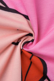 Pink Casual Print Patchwork O Neck Long Sleeve Two Pieces