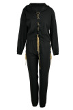 White Sexy Solid Patchwork Chains Asymmetrical Long Sleeve Two Pieces