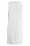 White Casual Solid Patchwork U Neck Sleeveless Three Pieces