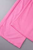 Pink Casual Print Patchwork O Neck Long Sleeve Two Pieces