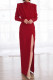 Red Elegant Solid Patchwork Backless Slit Fold O Neck Straight Dresses