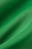 Green Casual Solid Patchwork Flounce O Neck One Step Skirt Dresses