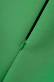 Green Casual Solid Patchwork Flounce O Neck One Step Skirt Dresses