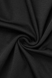 Black Sexy Solid Hollowed Out Patchwork Asymmetrical Irregular Dress Dresses