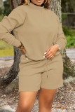 Blue Casual Solid Patchwork O Neck Long Sleeve Two Pieces