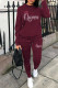 Burgundy Casual Solid Patchwork Hot Drill Hooded Collar Long Sleeve Two Pieces